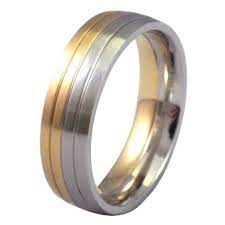 Half Gold Silver Tone Ring Stainless Steel Wedding Band A Stylish Men S And Women S Hal Stainless Steel Wedding Bands Mens Wedding Rings Stainless Steel Rings