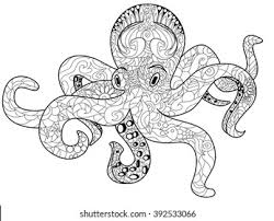 Here are pictures of mammals, shellfishes, fishes, crustaceans. Octopus Sea Animal Coloring Book Adults Stock Vector Royalty Free 392533066