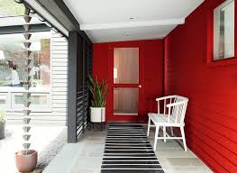 Since we have a brownish roof, we used bm copley gray on trim; Red Paint Ideas Benjamin Moore