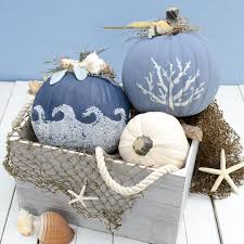 Nautical Themed Coastal Pumpkins Pretty Unique Pumpkin Decorating Ideas Diy Halloween Decor Modern Pumpkin Inspira Fall Decor Diy Coastal Fall Fall Decor