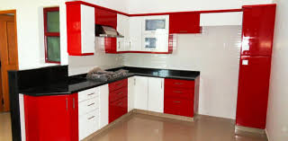 red gloss kitchen units, chocolate