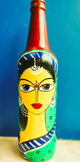 Jamini Roy style bottle art