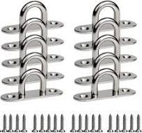10-Pack 304 Stainless Steel Ceiling Hook Ring Hooks 1. 8 inch M5 Strip Type  Eye Plate with Enclosed Hook Boat Rigging Heavy Duty Ceiling & Wall Mount  ...
