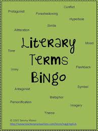 Literary Terms Bingo 30 Game Cards Literary Terms Teaching Literature Middle School Reading