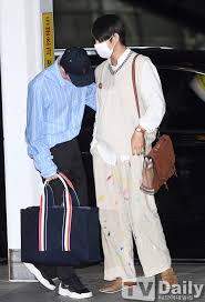 Front view 1080p, 2k, 4k, 5k hd wallpapers free download, these wallpapers are free download for pc, laptop, iphone, android phone and ipad desktop Bts S V Stole The Airport Runway With His Unique Colorful Pants