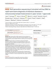 Pdf Next Generation Sequencing Of Microbial Cell Free Dna For Rapid Noninvasive Diagnosis Of Infectious Diseases In Immunocompromised Hosts