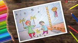 Learn how to draw festival pictures using these outlines or print just for coloring. How To Colour Diwali Festival Scene Diwali Drawing For Kids Part 2 Youtube