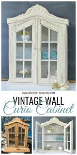 American furniture classics os home and office glass door accent and display cabinet, dark gray paint. Whitewashed Vintage Wall Curio Cabinet Interior Frugalista