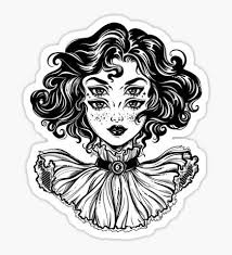 Alien Black And White Hat Riddle Colorful Vibrant Portrait Of An Alien From Outer Space Face In Disguise As Human Girl Stickers By Katjagerasimova Eye Drawing Witch Girl Curly Hair Styles