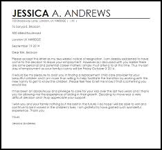 > what should a 2 week notice letter say? Nanny Resignation Letter Example Letter Samples Templates