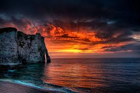 Etretat Sunset | Water sunset, Cool landscapes