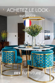 Chaise En Laiton Alveare Sarcelle En 2020 Salle A Manger Table Ovale Idee Salle A Manger Decoration Maison