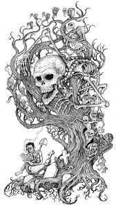Tree Of The Damned Dark Art Tattoo Cool Art Drawings Skull Coloring Pages