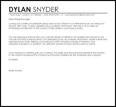 Library Technician Cover Letter Sample Cover Letter Templates Examples