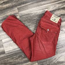 True Religion Men's True Religion Ricky Red Corduroy Pants Straight Leg