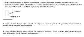 Graph the above data on the graph below. 1 What Is The Solute Potential Vs Of A 1 0m Sugar Chegg Com