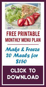Free Printable Monthly Menu Plan Make Freeze 20 Meals For Less Than 150 Happy Deal Happy Day Meal Planning Printable Monthly Meals Meal Plan Grocery List