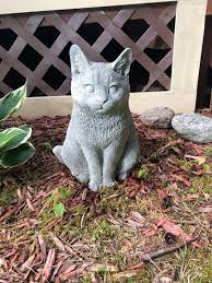 Cement Cat Statue Concrete Cat Figure Garden Statues Memorial Hand Made Garden Decor By Stonewerksstatuary Garden Statues Cat Statue Buddha Garden Statue