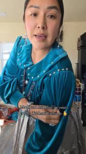 Modeling one of my Navajo outfits 🤍 A silver satin 3-tier skirt paired  with a turquoise velvet blouse and the classic Peter Pan collar ✨ A true  To'ahaní Fashions original 😘🫰, This set is absolutely ...