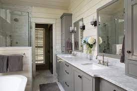 Oct 23, 2018 · 6. Dark Gray Master Bath Vanity Cabinets With Shiplap Walls Cottage Bathroom