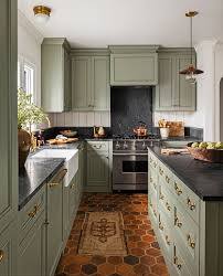 For especially dark cabinets like ebony or mahogany, select a lighter paint color for your walls to open up and brighten the room. 15 Best Green Kitchen Cabinet Ideas Top Green Paint Colors For Kitchens