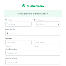 At the start of your search, create a. Real Estate Client Information Form Template Formstack