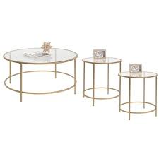 Raymour and flanigan coffee table sets. 3 Piece Coffee Table Set With Coffee Table And Set Of 2 End Table In Satin Gold Walmart Canada