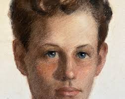 Royden Martin Oil Pastel Portrait of a Young Man Mid Century