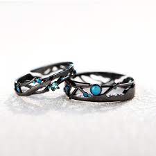 Promise rings for couples cheap. Original Black Geometric Matching Promise Rings For Couples In 925 Sterling Silver