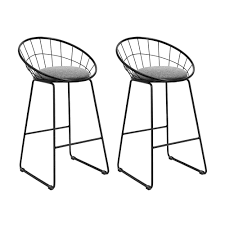 Artiss Set of 2 Bar Stools Steel Fabric - Grey and Black – Perched
