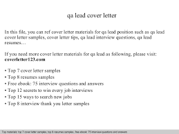 Sample Cover Letter For Qa Lead Qa Manager Cover Letter