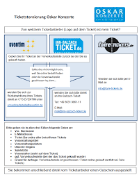 Das unternehmen wird beim amtsgericht 83278. Sie Mochten Ihr Ticket Zuruck Geben So Geht Es Oskar Konzerte