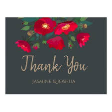 Roses Wild Flowers Modern Red Thank You Postcard Zazzle Com Wedding Stickers Thank You Postcards Rose Wedding Theme