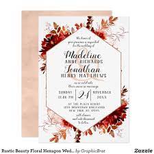 Rustic Beauty Floral Hexagon Wedding Invitations Zazzle Com Hexagon Wedding Wedding Invitations Beautiful Wedding Invitations