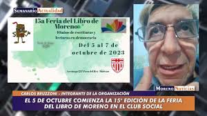El 5 de octubre comienza la 15º Edición de la Feria del Libro de Moreno en  el Club Social