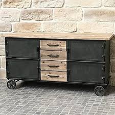 bahut buffet meuble a roulettes industriel campagne fer et bois amazon fr cuisine maison buffet iron furniture rustic irons