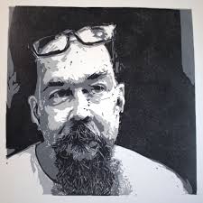 Self portrait relief print artwork
