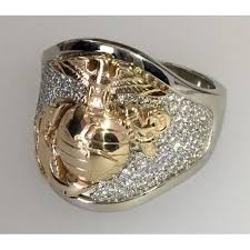 Solid Two Tone Gold Marine Corps Ring With 149 Diamonds Designed By Marine Marine Corps Rings Marine Corps Jewelry Ladies Diamond Rings