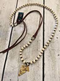 Lula N Lee Ivory Beaded Leather Necklace Leather Beaded Necklace Beaded Necklace Jewelry Inspiration