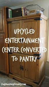 We Solved Our Pantry Problems With This Upcycled Entertainment Center Converted To Pantry Pantry Furniture Diy Furniture Redo Armoire Repurpose