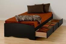 Drawers have plywood sides and metal drawer runners; Black Tall Twin Captain S Platform Storage Bed With 6 Drawers