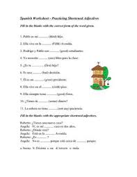 Spanish Worksheet Shortened Adjectives Bueno Alguno Ordinals Adjective Worksheet Adjectives Worksheets
