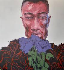 Artist: Abel Beyene @abelabu893 Artwork The Men with Flower (2023) Collage  and painting
