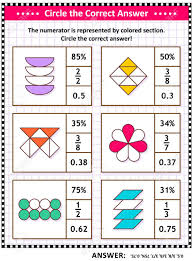 People use math when buying things, making life plans and making other calculations. Math Puzzle Worksheet Or Task Cards For School Children And Adults Circle The Correct Answer Find The Number Equivalent For Each Pictorial Or Visual Fraction Representation Answer Included Royalty Free Cliparts Vectors