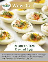 Shake Up The Classic Deviled Egg At Your Game Day Party For Even More Wow Use Boursin Cheese Instead Of Mayo Brought Food Deviled Eggs Appetizer Recipes
