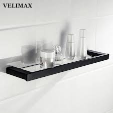Velimax Floating Glass Shelf For Bathroom Black Frame Glass Shelves Wall Mounted Modern Glass Shelf Bathroom Storage 56cm Bathroom Shelves Aliexpress