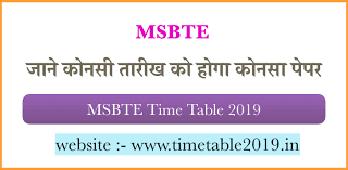 Msbte Time Table 2019 Exam Exam Schedule Exam Time
