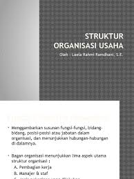 Kedua, setiap anggota harus memilki peran yang khusus dan spesifik. Struktur Organisasi Usaha