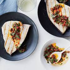 Grilled Swordfish With Cilantro Chile Vinaigrette Recipe Recipe Grilled Swordfish Vinaigrette Recipes Swordfish Recipes