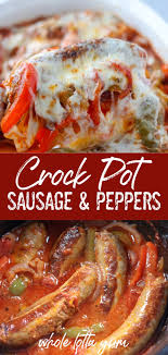 Italian Crockpot Sausage And Peppers Recipe In 2020 Sausage And Peppers Crockpot Stuffed Peppers Sausage Crockpot Recipes
